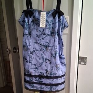 Urban Outfitters Light Blue Floral Strap Dress with Black Accents